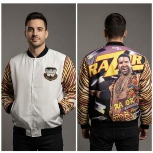 WWE Legends Razor Ramon Chalk Line Satin Bomber Jacket XL Scott‎ Hall WWF WCW